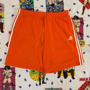 Adidas Men's Bright Orange Athletic Shorts 3 Stripes 2XL
